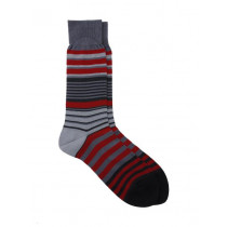 Reid & Taylor Men Red & Grey Striped Socks