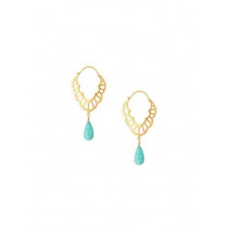 Rreverie Golden & Turquoise Blue Earrings