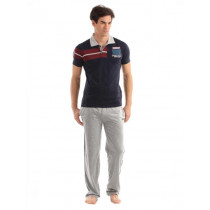 SDL by Sweet Dreams Men Grey & Blue Pyjama Set