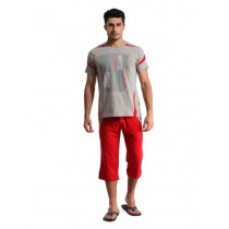 SDL by Sweet Dreams Men Grey & Red Pyjama Set