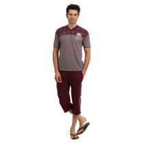 SDL by Sweet Dreams Men Maroon Pyjama Set