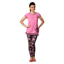 SDL by Sweet Dreams Women Pink & Black Printed Night Suit 319371