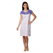 SDL by Sweet Dreams Women White Printed Nightdress