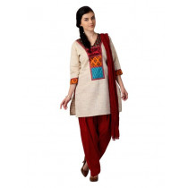 Shree Women Beige & Red Salwar Suit with Dupatta