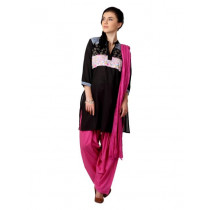 Shree Women Black & Pink Salwar Suit with Dupatta