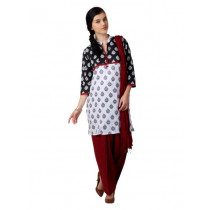 Shree Women Black & White Printed Salwar Suit with Dupatta