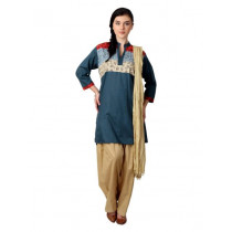 Shree Women Navy & Beige Salwar Suit with Dupatta