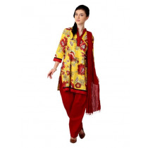 Shree Women Yellow & Red Printed Salwar Suit with Dupatta