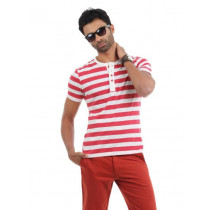 United Colors of Benetton Men White and Pink T-shirt