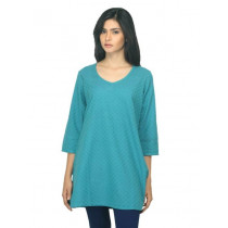 Fabindia Women Teal Dobby Sarkar Kurti