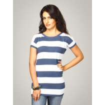 UCB Women Stripe Short Sleeve Blue White Top
