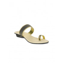 Portia Women Black & Gold-Toned Sandals