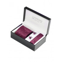 Arrow Men Formal Maroon Tie+Cufflink+Pocket square - Combo Pack