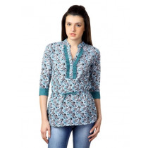 Mumbai Slang Women Floral Blue Kurti