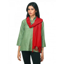 Fabindia Women Red Noil Silk & Wool Stole