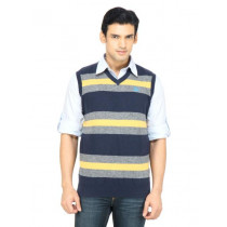 Puma Men Striped Navy Blue Sweater