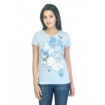 Wrangler Women Water Flower Blue T-shirt