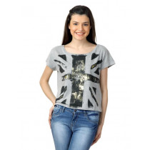 Flying Machine Women Grey T-shirt