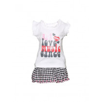 Gini and Jony Girl's Veata White Black Pink Infants Kidswear