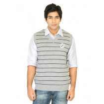 Indigo Nation Men Stripes Grey Sweaters
