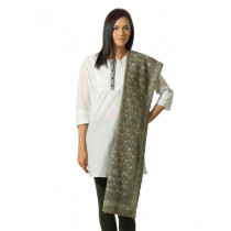 Fabindia Women Silk Kota Tepchi Olive Dupatta