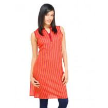 Mother Earth Women Stripes Orange Kurtas