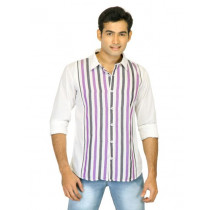 Probase Men Stripes White Shirts