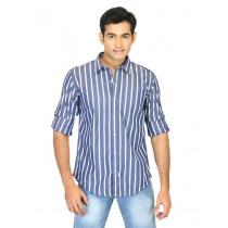 Basics Men Blue Slim Fit Striped Shirt