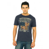 Wrangler Men American Music Folk Navy Blue T-Shirts
