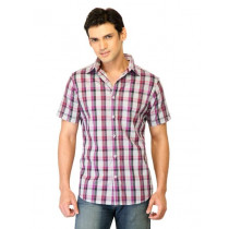United Colors of Benetton Men Check Purple Shirts