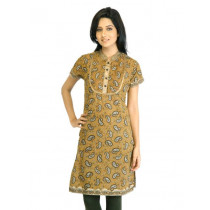 Visudh Mustard Printed Ethnic Kurta