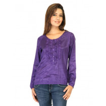 Flying Machine Women Solid Purple Tops