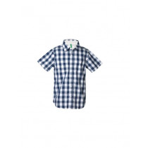 United Colors of Benetton Boys Check Navy Blue Shirt