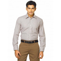 Mark Taylor Men Brown Striped Shirt