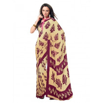 Prafful Beige & Purple Printed Sari