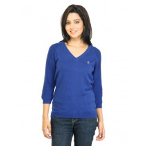 United Colors of Benetton Women Solid Blue Sweater