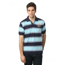 Scullers Men Blue & Navy Blue Striped T-shirt