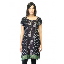 Mother Earth Women Printed Black Kurta