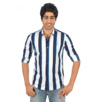 Spykar Men Ranger Blue White Stripes Shirts