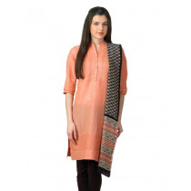 Fabindia Black Hand Printed Chanderi Dupatta