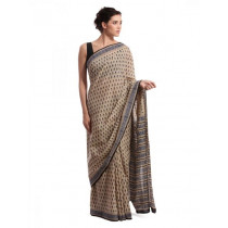 Fabindia Beige Jaipur Print Cotton Sari
