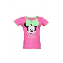 Disney Kids Girl's Pink Minnie Top With Green Bow Kidswear