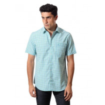 John Players Men Green Ginghams Shirt