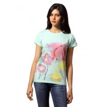 Lee Women Flower Mint Green Printed T-shirt