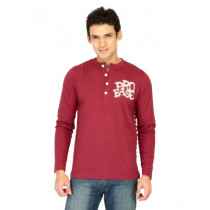 Probase Men Solid Maroon Tshirts