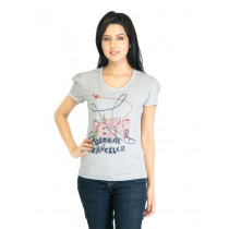 Tokyo Talkies Women Printed Grey Top