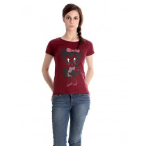 Jealous 21 Women Printed Maroon T-shirt
