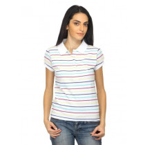 Arrow Woman White Striped Polo T-shirt