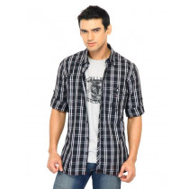 Scullers Men Check Black Shirts