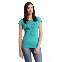 ADIDAS Women Graphic Blue T-shirt